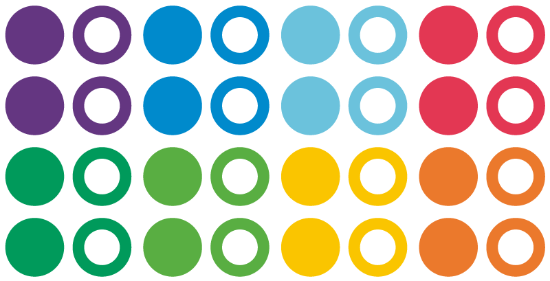 Vinyl tapijt geometrisch regenboogkleuren cirkels - TenStickers