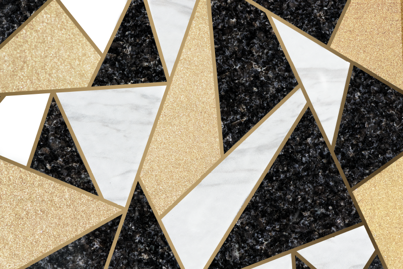 Vinyl tapijt geometrisch marmer zwart wit tegels - TenStickers