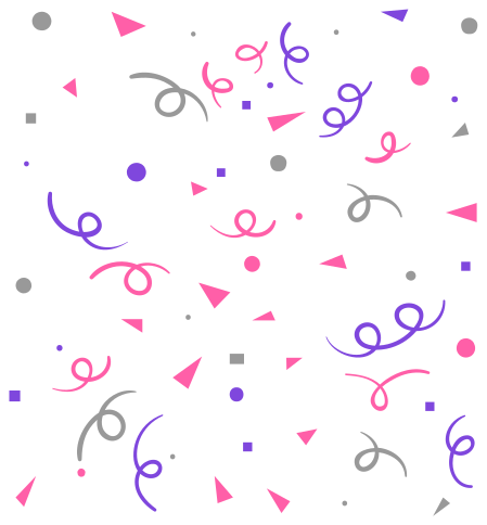 Vinyl tapijt geometrisch grijs roze en paarse confetti - TenStickers