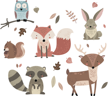 Vinyl tapijt kind herfst dieren stickers - TenStickers