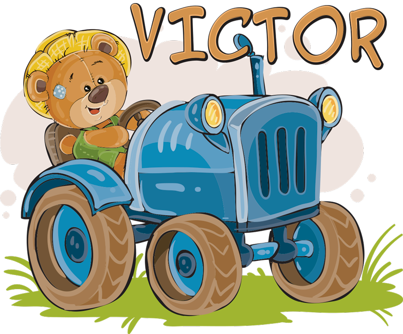 Vinyl tapijt kind tractor personaliseerbaar - TenStickers