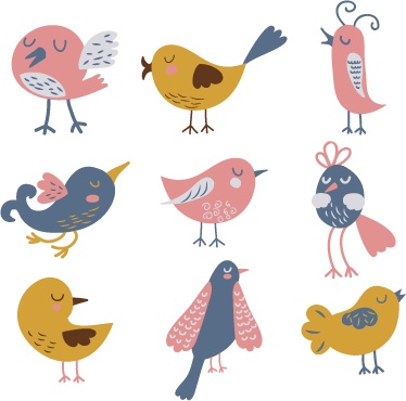 Vinyl tapijt kind sticker negen vogeltjes - TenStickers