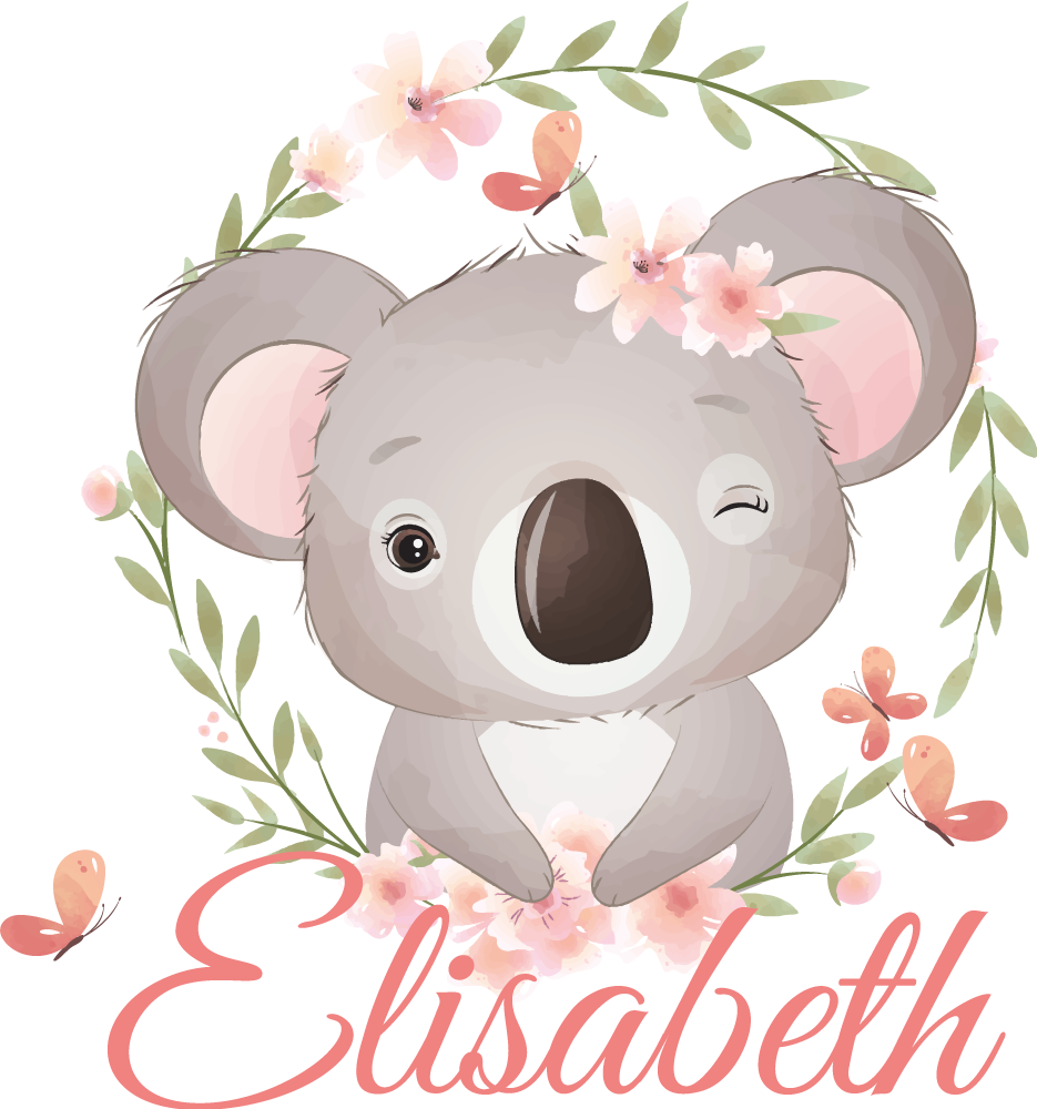 Vinyl tapijt kind schattige dieren koala met naam - TenStickers