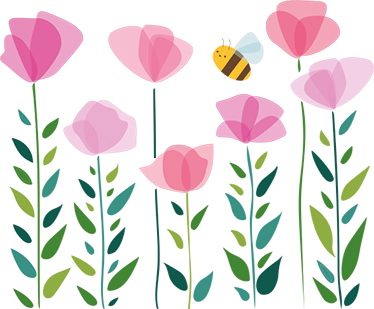 Vinyl tapijt kind roze bloemen en bij - TenStickers