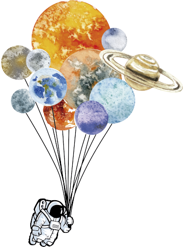 Vinyl tapijt kind astronaut met kleurrijke luchtballonnen - TenStickers