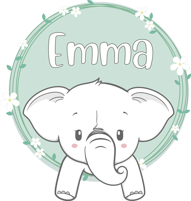 Vinyl tapijt kind olifant met naam - TenStickers