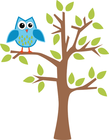 Vinyl tapijt kind boom met blauwe uil - TenStickers