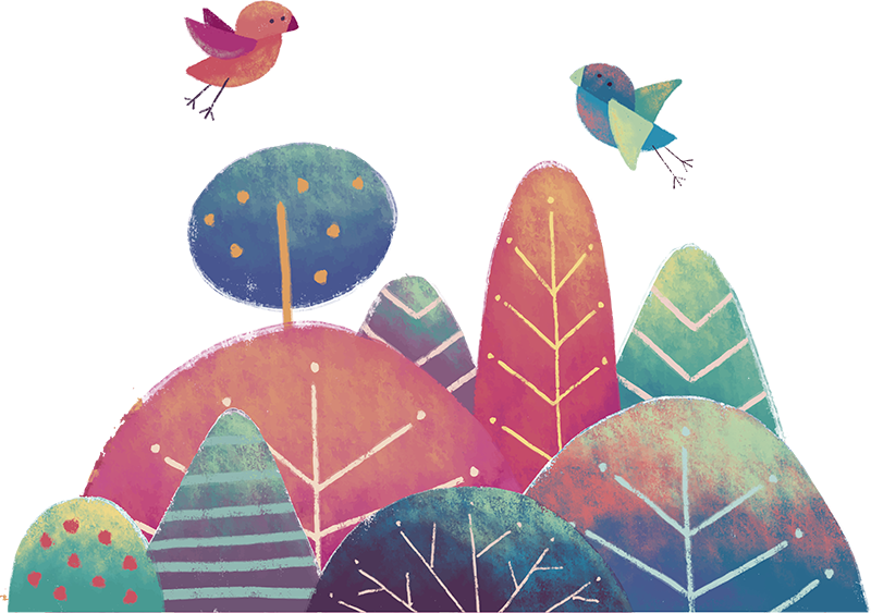 Vinyl tapijt kind blauwe en roze bomen - TenStickers