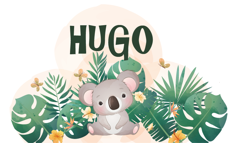 Vinyl tapijt kind schattige koala met naam - TenStickers