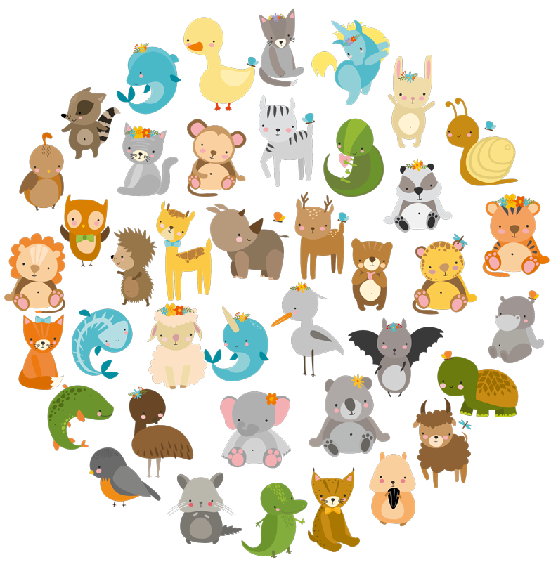 Vinyl tapijt kind mijn dieren uit de zoo - TenStickers