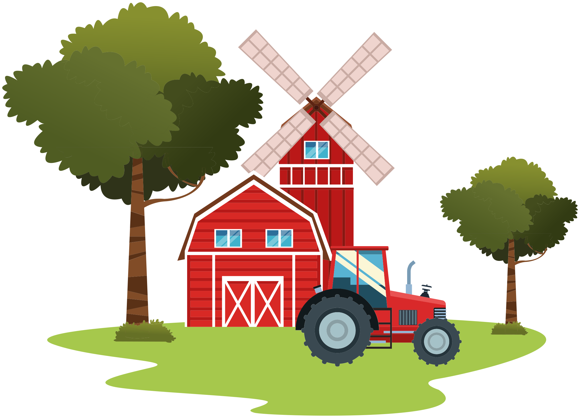 Vinyl tapijt kind met tractors en bomen - TenStickers