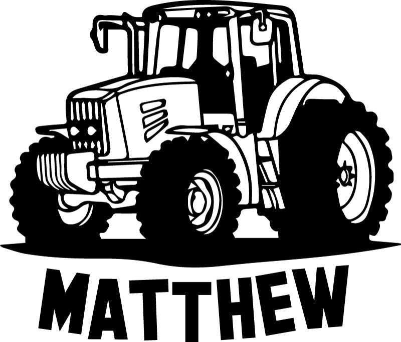 Vinyl tapijt kind tractor silhouet met naam - TenStickers