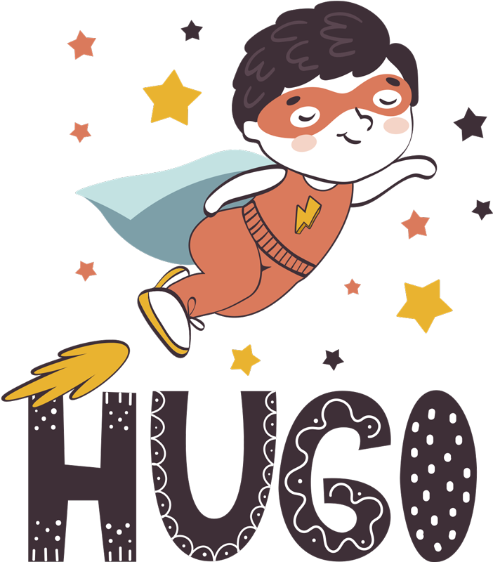 Vinyl tapijt kind met personaliseerbare superheld naam - TenStickers