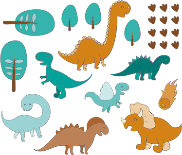 Vinyl tapijt kind dinosaurussen landschap - TenStickers