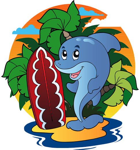 Vinyl tapijt kind surfdolfijn - TenStickers