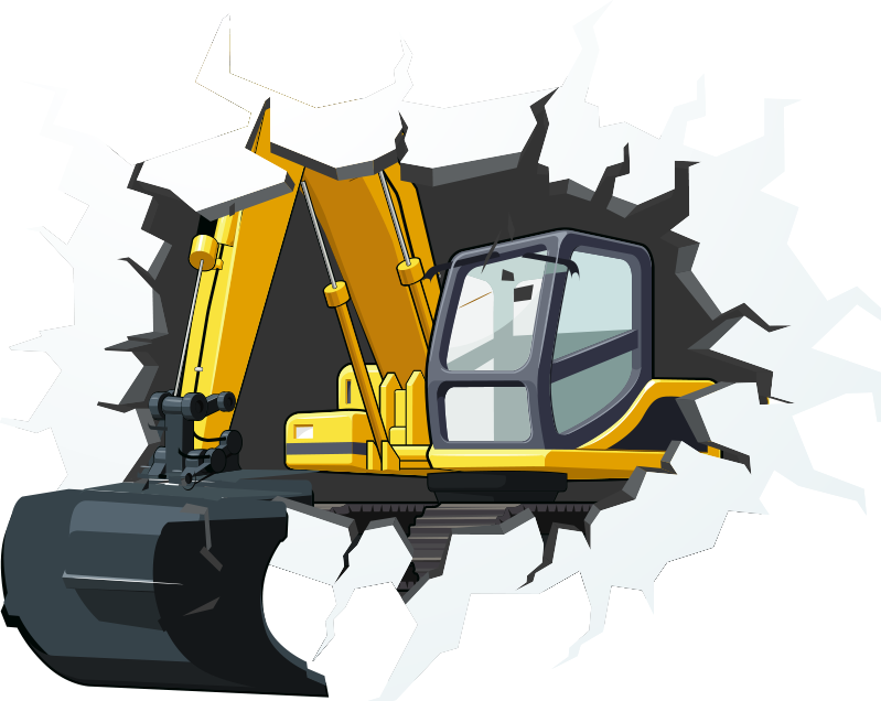 Vinyl tapijt kind bagger gat in de muur - TenStickers