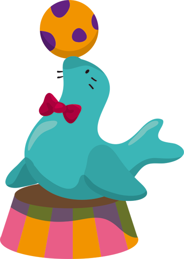 Vinyl tapijt kind circuszeehond met bal - TenStickers