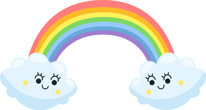 Vinyl tapijt kind schattige wolken regenboog naar elkaar - TenStickers