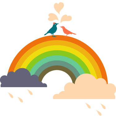 Vinyl tapijt kind vogels op de regenboog - TenStickers