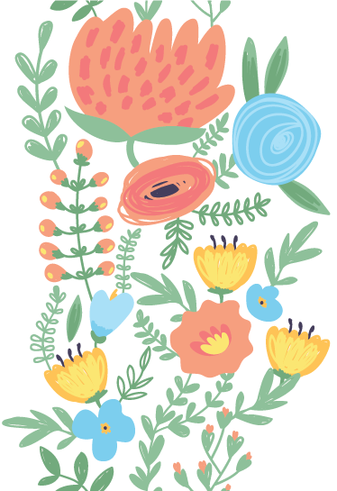 Vinyl tapijt kind met bloemenstickers voor deur - TenStickers