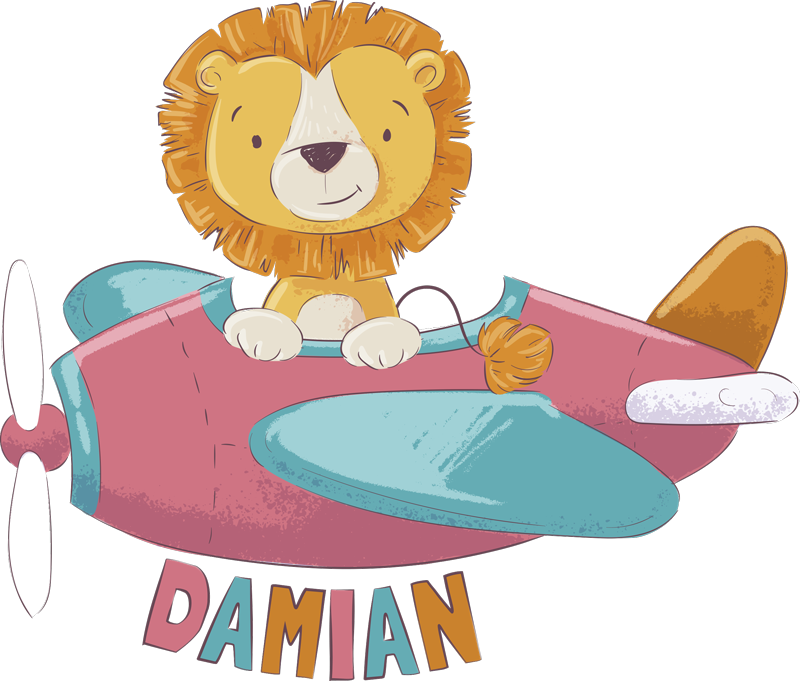 Vinyl tapijt kind leeuw met naam - TenStickers