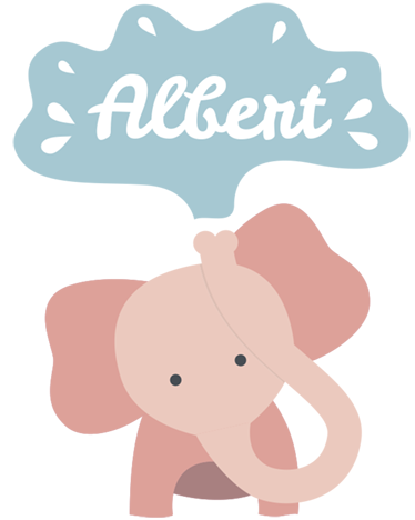 Vinyl tapijt kind baby olifant met naam - TenStickers