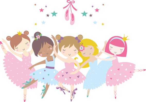 Vinyl tapijt kind balletsterren kleurrijke illustratie - TenStickers