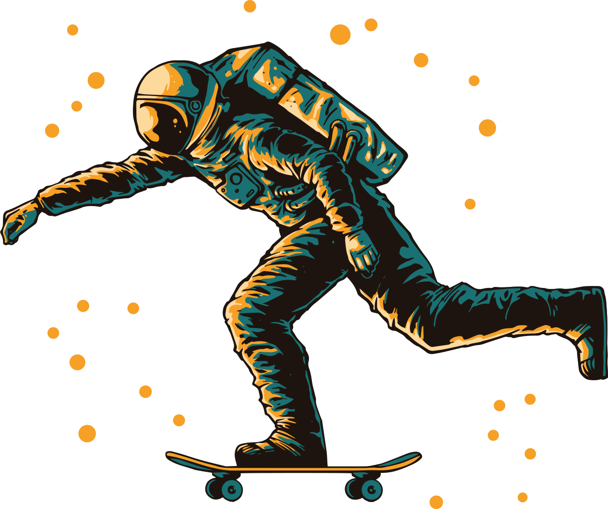 Vinyl tapijt kind astronaut skateboardend - TenStickers
