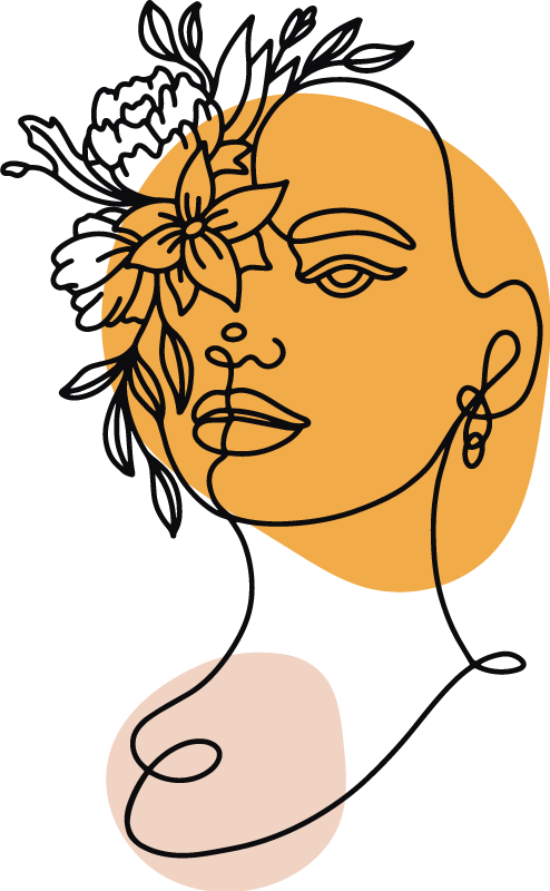 Vinyl tapijt slaapkamer minimalistisch portret van een vrouw - TenStickers