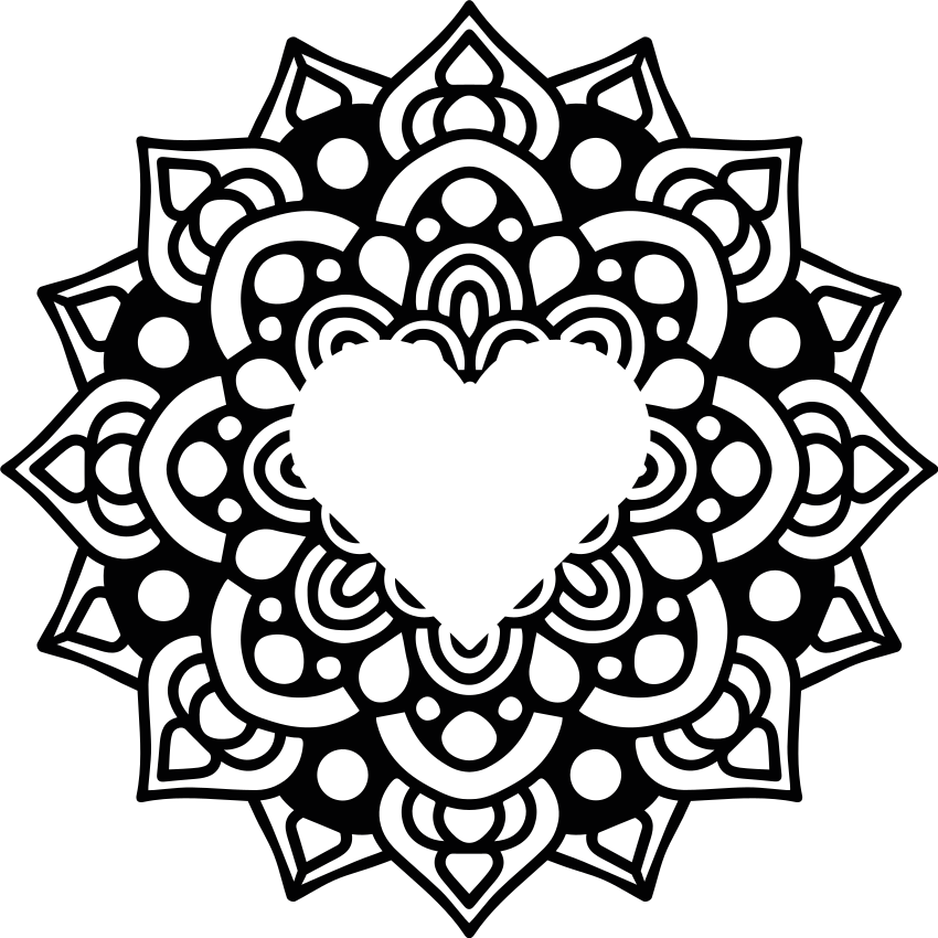 Vinyl tapijt slaapkamer mandala met hartvormige rand - TenStickers