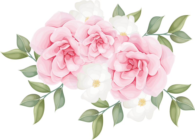 Vinyl tapijt slaapkamer elegante bloemen in roze - TenStickers
