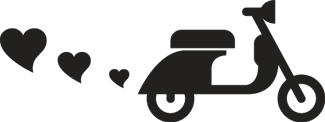 Vinyl tapijt slaapkamer motorfiets en harten - TenStickers