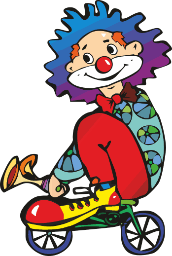 Vinyl tapijt kind clown op de fiets - TenStickers