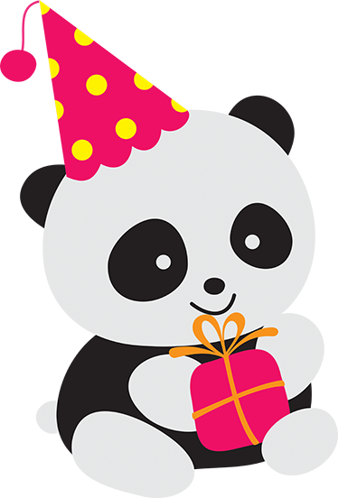 Vinyl tapijt kind baby panda met cadeau - TenStickers