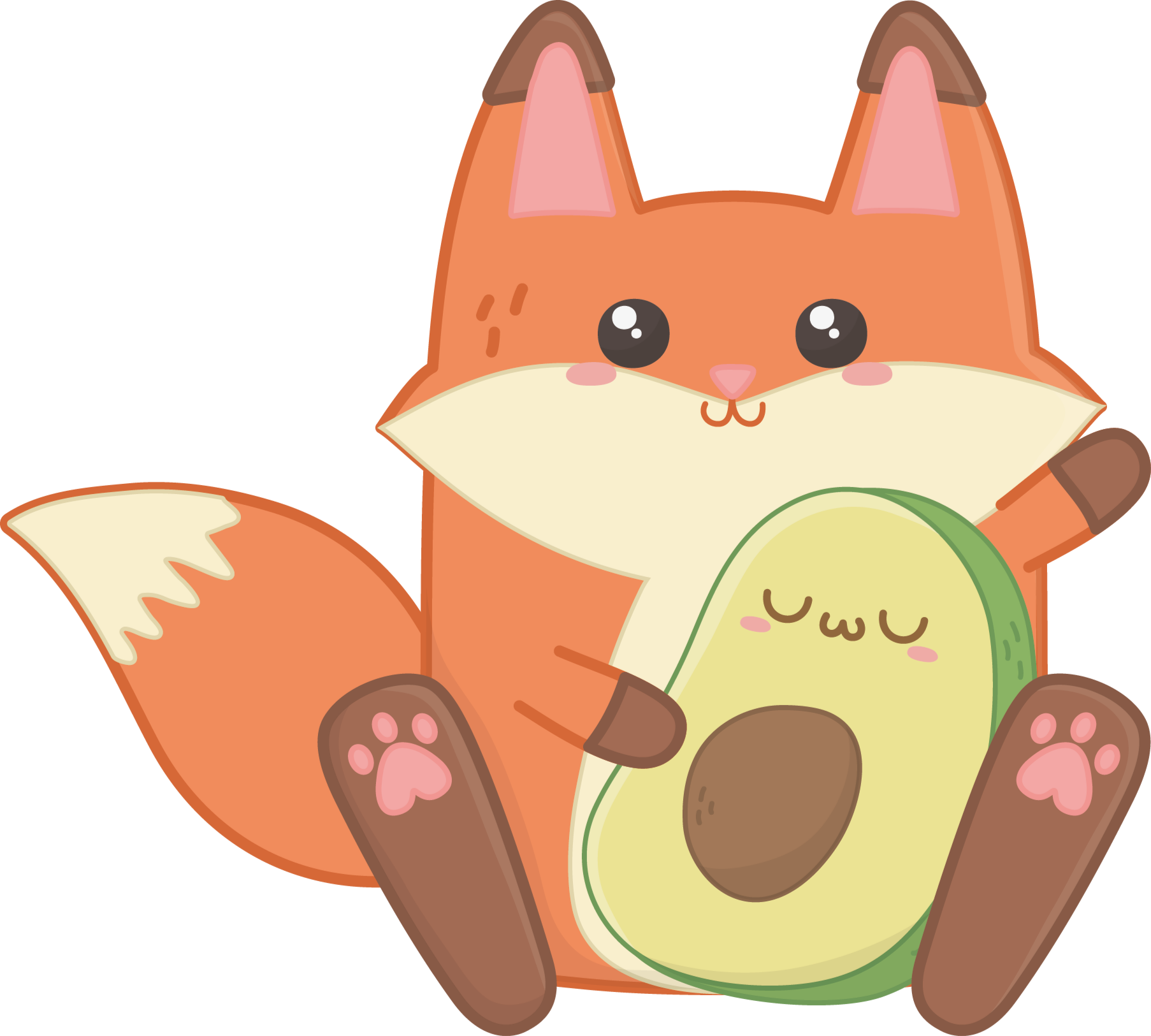 Vinyl tapijt kind schattige vos met avocado - TenStickers