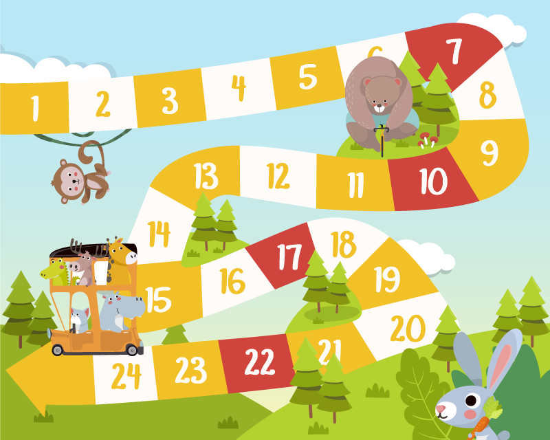 Vinyl tapijt spel cartoon dieren bordspel - TenStickers