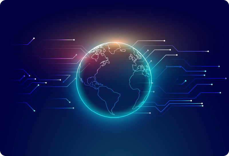 Vinyl tapijt wereldkaart geometrische telecommunicatiekaart - TenStickers