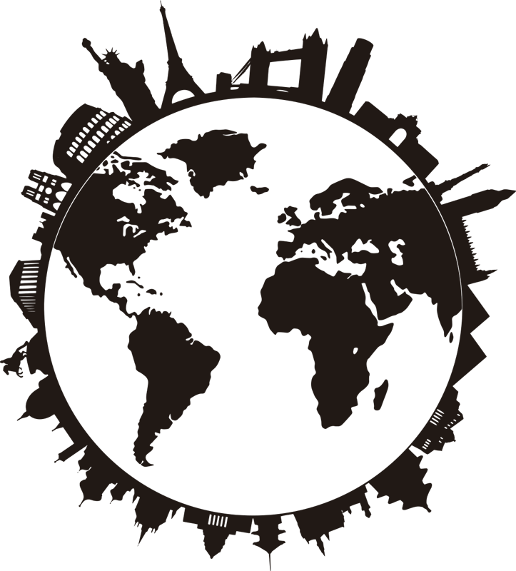 Vinyl tapijt wereldkaart met monumenten - TenStickers