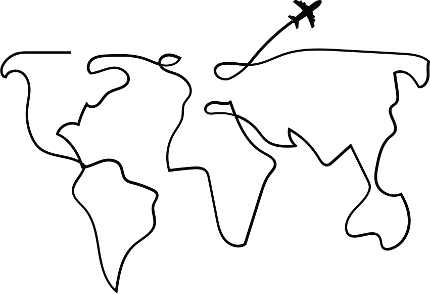 Vinyl tapijt wereldkaart vliegtuig - TenStickers