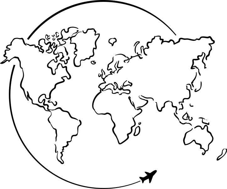 Vinyl tapijt wereldkaart cirkel vliegtuig - TenStickers