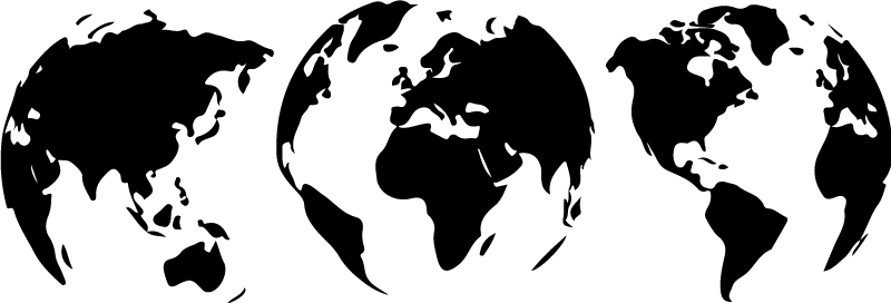 Vinyl tapijt wereldkaart 3 aardkaarten van elk continent - TenStickers