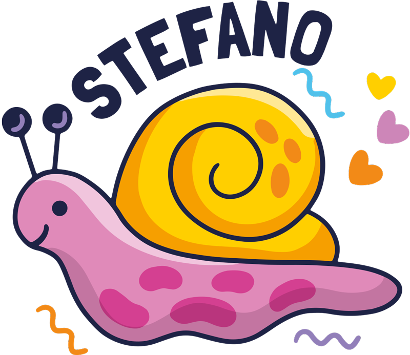 Vinyl tapijt kind kleurrijke slak met naam - TenStickers