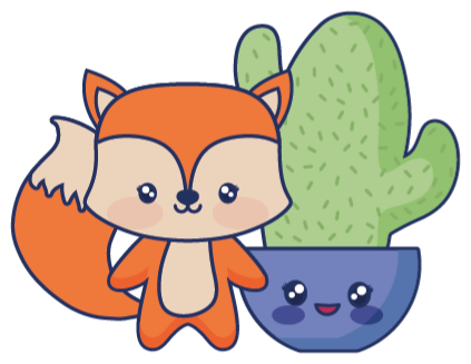 Vinyl tapijt kind anime cactus en vos - TenStickers
