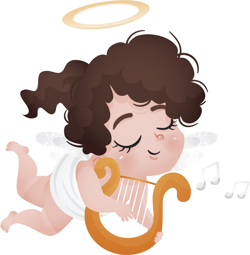Vinyl tapijt kind met harp spelend ontwerp - TenStickers