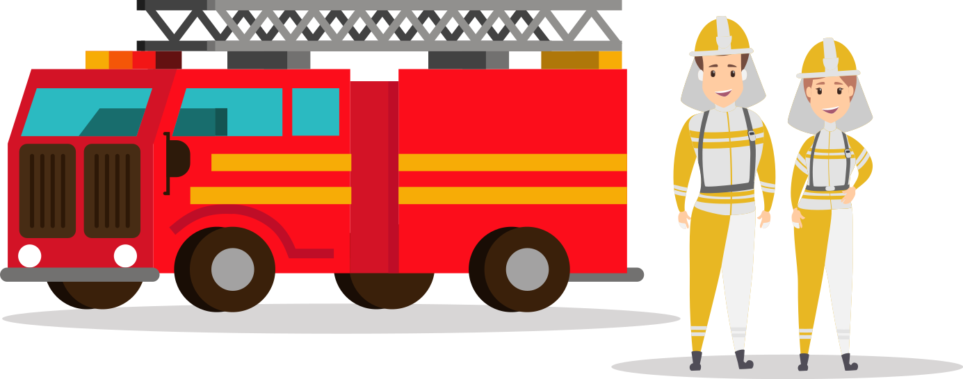 Vinyl tapijt kind brandweerman en vrouw auto - TenStickers