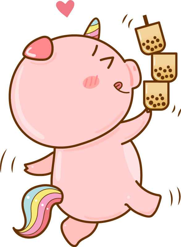 Vinyl tapijt kind cartoon varken eenhoorn - TenStickers