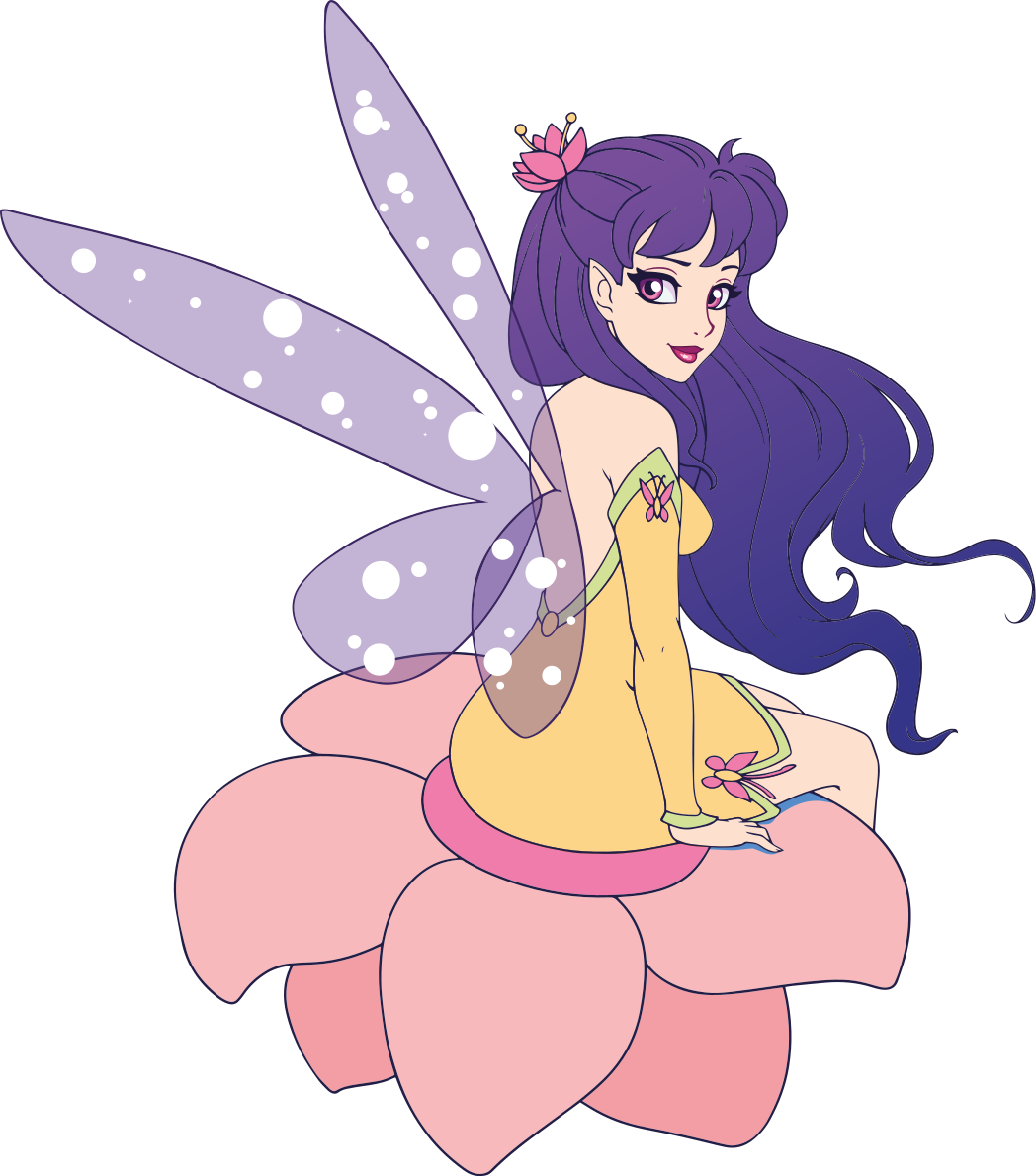 Vinyl tapijt kind schattige fee op een bloem - TenStickers