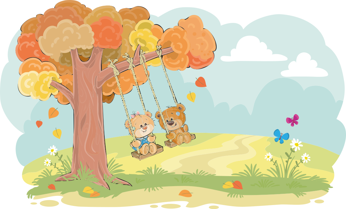 Vinyl tapijt kind teddyberen in het bos - TenStickers