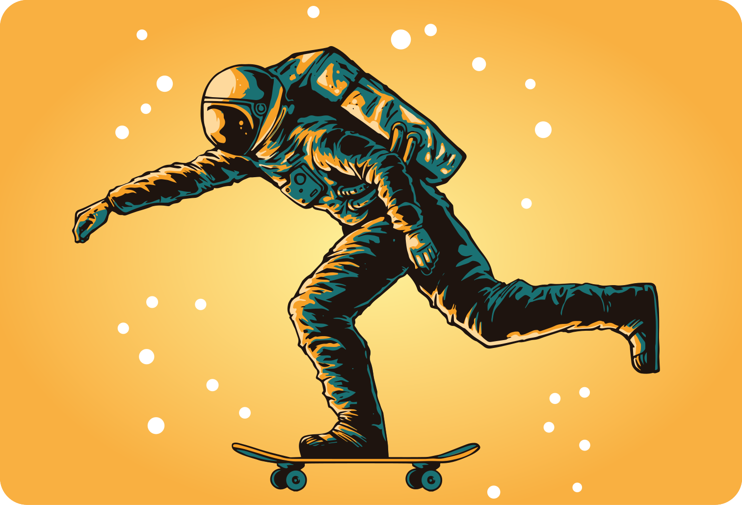 Vinyl tapijt kind astronaut skateboarden - TenStickers