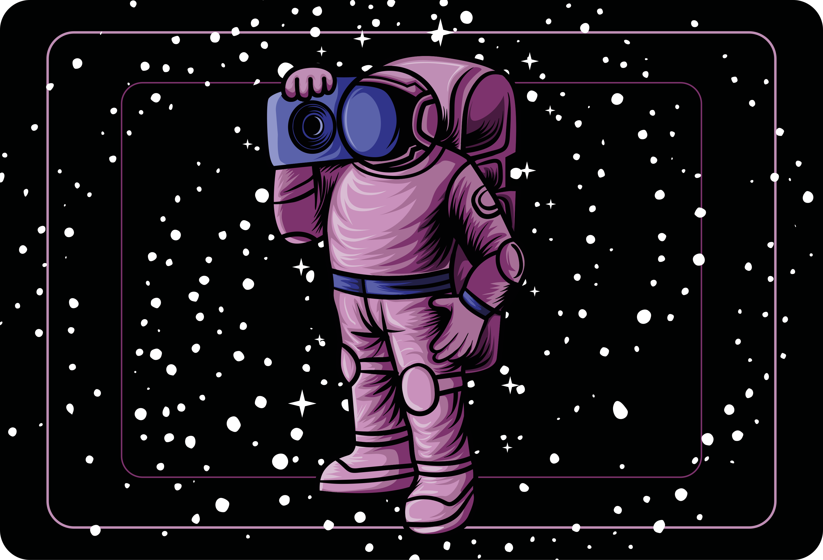 Vinyl tapijt kind astronaut met radio tape - TenStickers